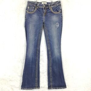 MEK DNM Buckle Womens Jeans Titusville Easy Boot Cut Blue Denim Stone Wash 28